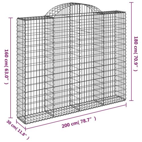 Дъговидна габионна кошница 200x30x160/180 см поцинковано желязо