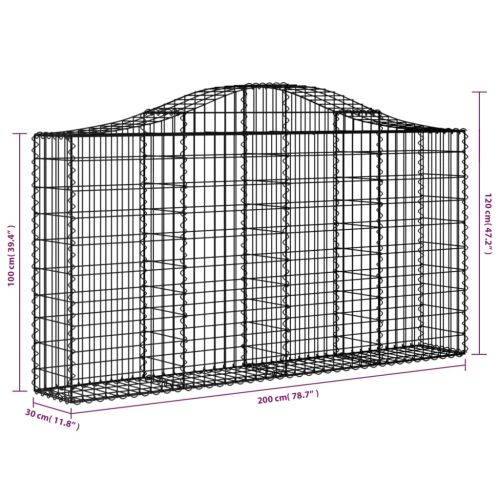 Дъговидна габионна кошница 200x30x100/120 см поцинковано желязо