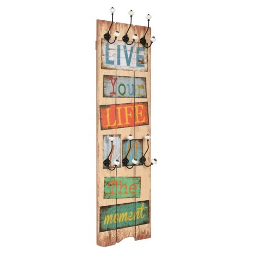 Закачалка за дрехи с 6 куки, 120х40 см, "LIVE LIFE"