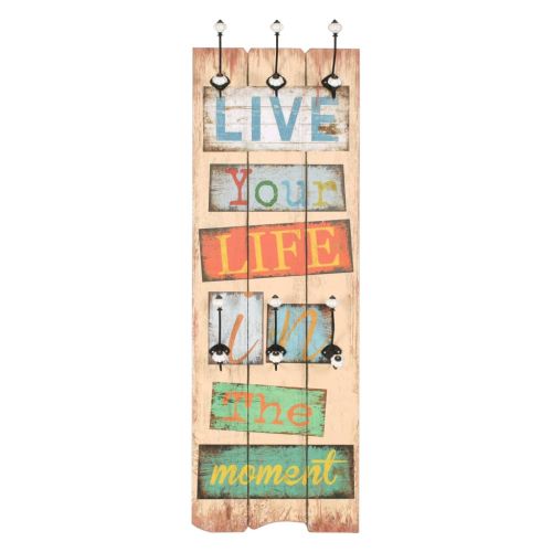 Закачалка за дрехи с 6 куки, 120х40 см, "LIVE LIFE"