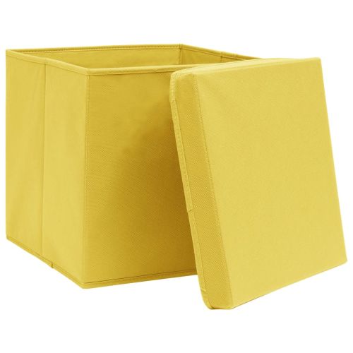 Кутии за съхранение с капаци 4 бр 28x28x28 см жълти