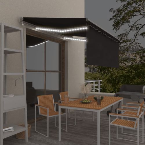 Автоматичен сенник с щора LED сензор за вятър 3x2,5 м антрацит
