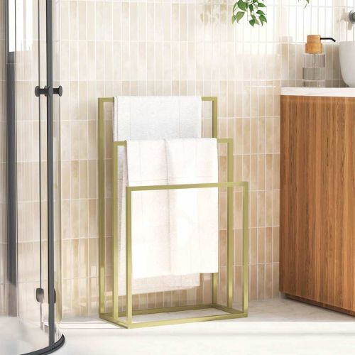 Свободностояща поставка за кърпи, златиста, 48x24x79 см, желязо