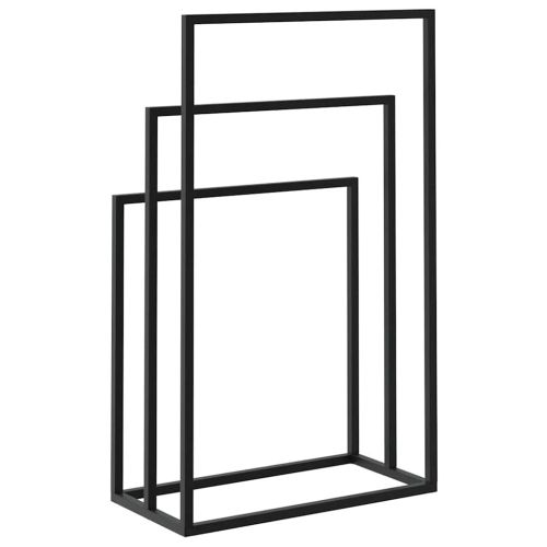 Свободностояща поставка за кърпи, черна, 48x24x79 см, желязо