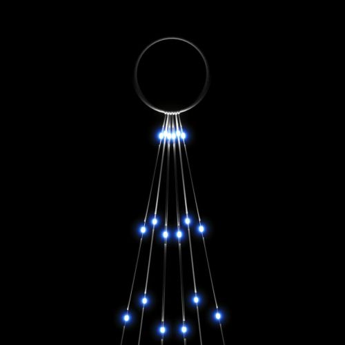 Коледна елха на флагщок, синьо, 108 LED, 180 см