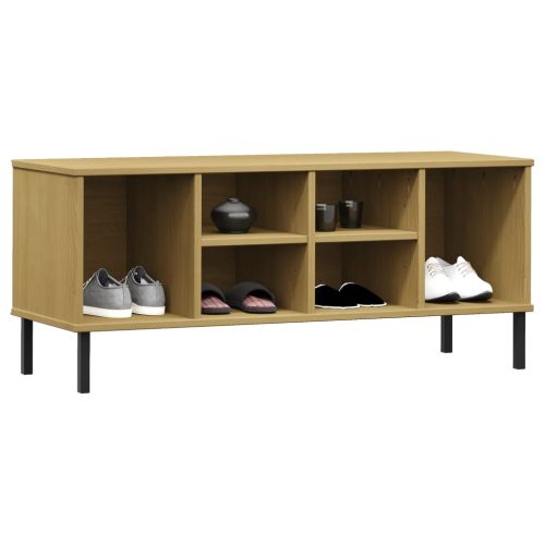 Етажерка за обувки метални крака кафява 106x35x45 см масив OSLO