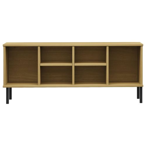 Етажерка за обувки метални крака кафява 106x35x45 см масив OSLO