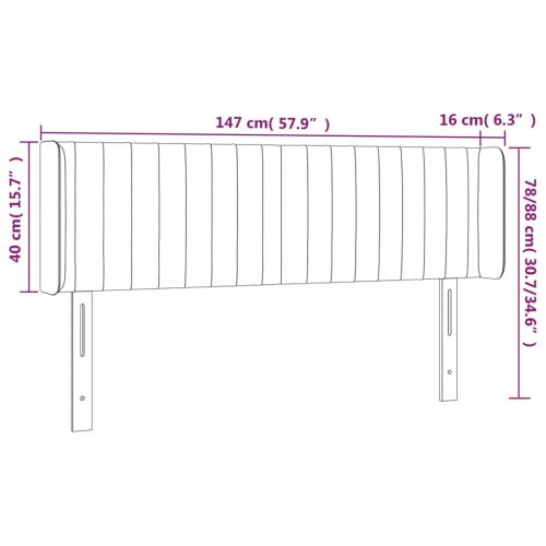 Горна табла за легло, кремава, 147x16x78/88 см, плат