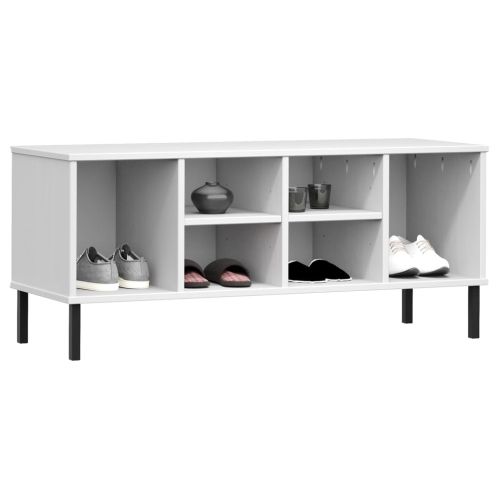 Етажерка за обувки с метални крака бяла 106x35x45 см масив OSLO
