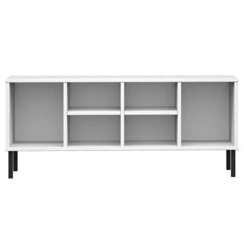 Етажерка за обувки с метални крака бяла 106x35x45 см масив OSLO