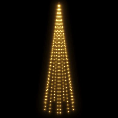 Коледна елха на флагщок, топло бяло, 310 LED, 300 см