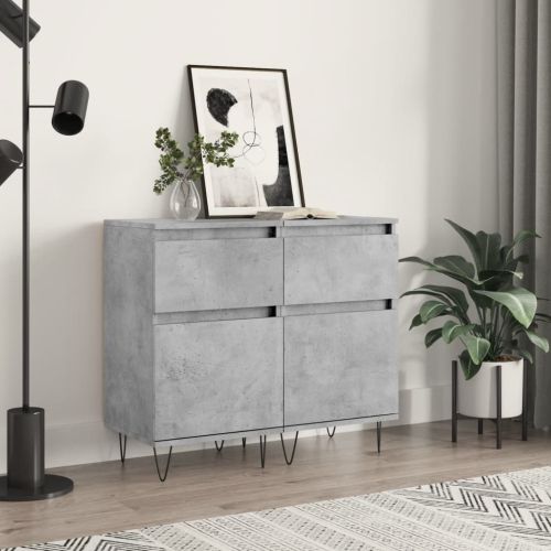 Бюфети 2 бр бетонно сив 40x35x70 см инженерно дърво