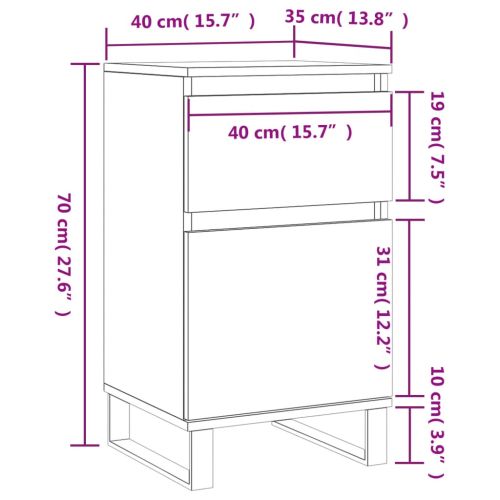 Бюфет опушен дъб 40x35x70 см инженерно дърво