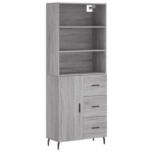 Висок шкаф, сив сонома, 69,5x34x180 см, инженерно дърво
