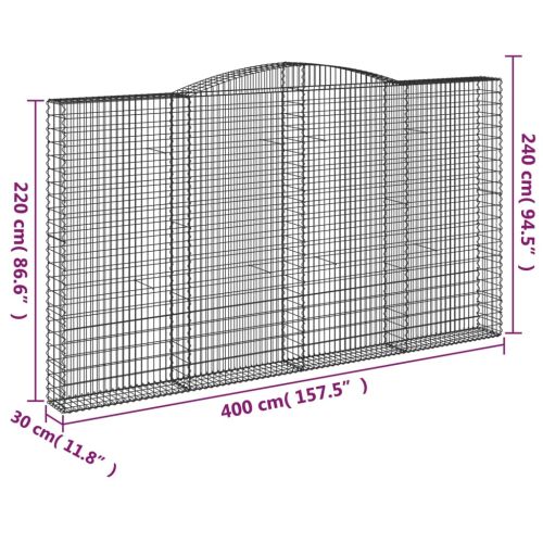 Дъговидна габионна кошница 400x30x220/240 см поцинковано желязо