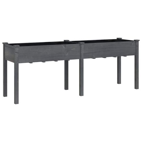 Саксия с вложка сива 203x53x76 см масивна ела
