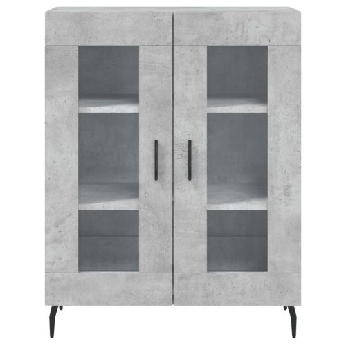 Висок шкаф, бетонно сив, 69,5x34x180 см, инженерно дърво