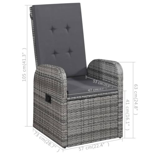 Градински трапезен комплект, 3 части, сив