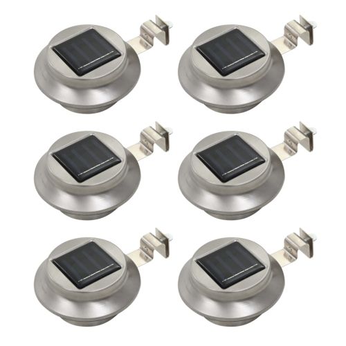 Градински соларни лампи, 6 бр, LED, кръгли, 12 см, бели