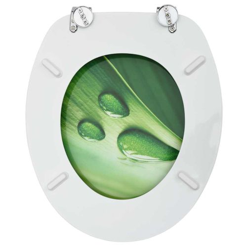 WC тоалетни седалки с капак 2 бр МДФ дизайн зелени водни капки