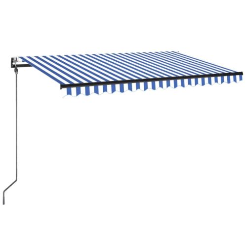 Автоматичен сенник LED сензор за вятър 300x250 см синьо и бяло
