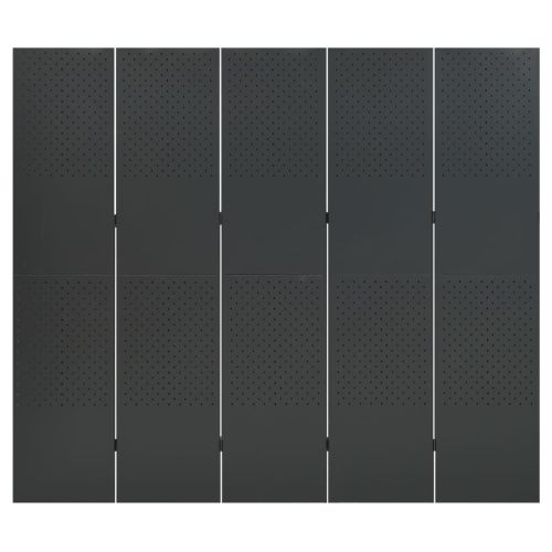 5-панелни паравани за стая, 2 бр, антрацит, 200x180 см, стомана