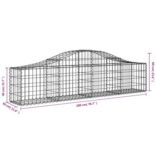 Габионни кошници арка 2 бр 200x30x40/60 см поцинковано желязо