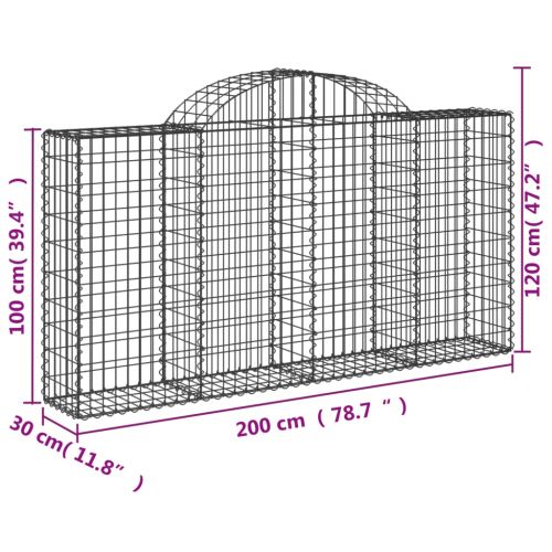 Габионни кошници арка 2 бр 200x30x100/120 см поцинковано желязо