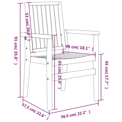 Стифиращи градински столове 6 бр 56,5x57,5x91 см тик масив