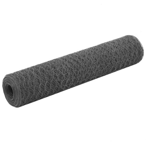 Кокошкарска мрежа, стомана с PVC покритие, 25х0,75 м, сива