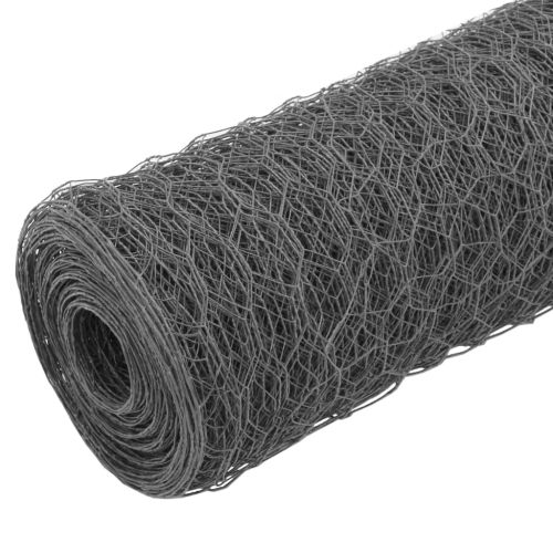 Кокошкарска мрежа, стомана с PVC покритие, 25х0,75 м, сива
