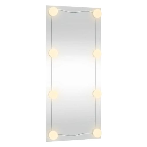 Стенно огледало с LED лампи 50x100 см стъкло правоъгълно