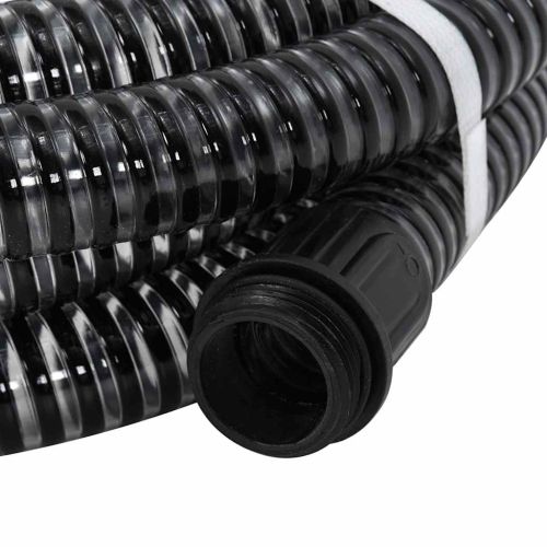 Смукателен маркуч с месингови съединители черен 1,1" 20 м PVC