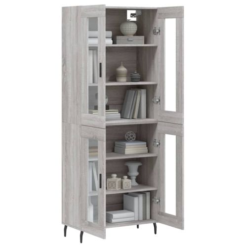 Висок шкаф, сив сонома, 69,5x34x180 см, инженерно дърво