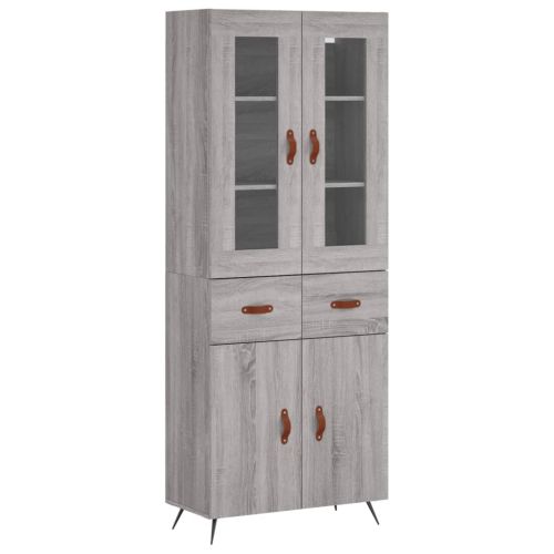 Висок шкаф, сив сонома, 69,5x34x180 см, инженерно дърво