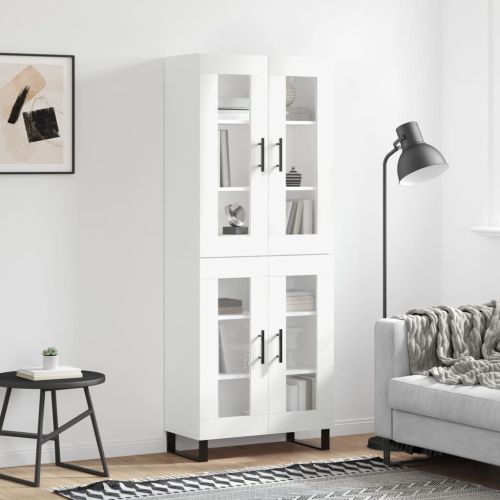 Висок шкаф, бял, 69,5x34x180 см, инженерно дърво