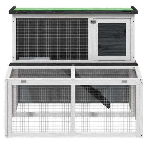 Клетка за зайци сива 102x90x84,5 см борово дърво масив