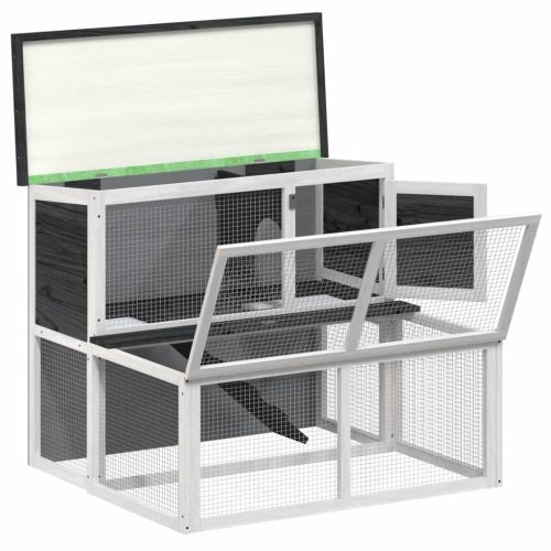 Клетка за зайци сива 102x90x84,5 см борово дърво масив