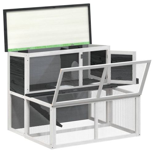 Клетка за зайци сива 102x90x84,5 см борово дърво масив