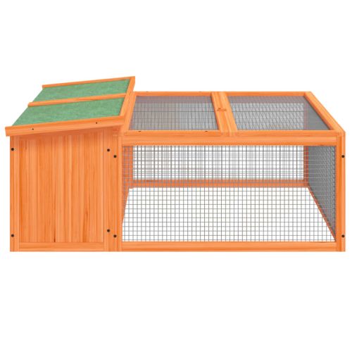 Клетка за зайци кафява 117,5x97x47,5 см борово дърво масив