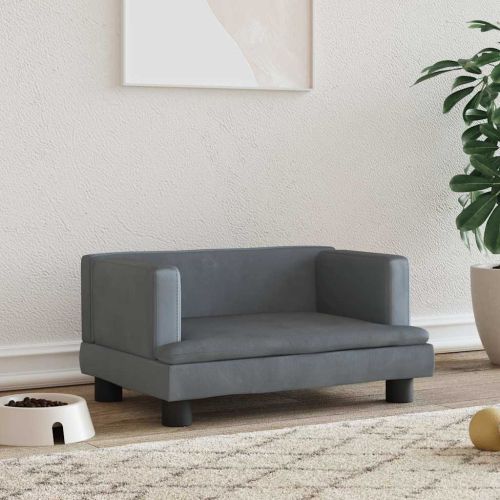 Кучешко легло тъмносиво 60x40x30 см кадифе