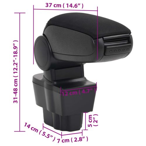 Подлакътник за кола черен 12x37x(31-48) см ABS