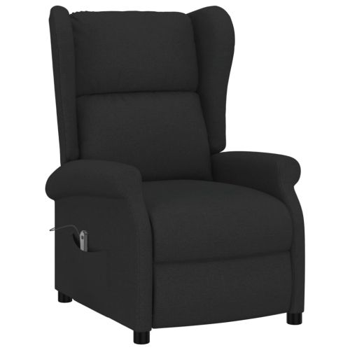 Wingback електрически реклайнер стол, черен, текстил