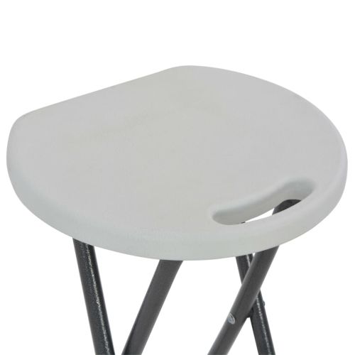 Сгъваеми бар табуретки, 2 бр, HDPE и стомана, бели