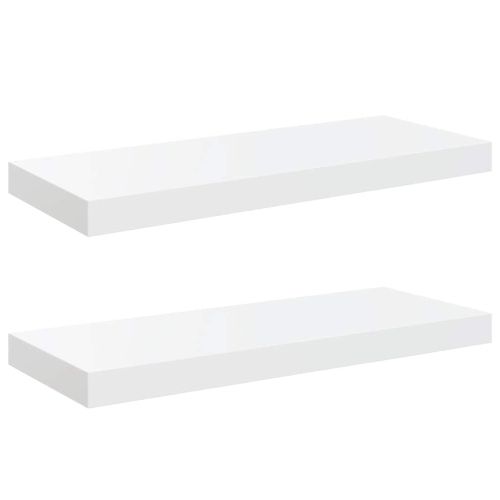 Окачени стенни рафтове, 2 бр, бял гланц, 60x23,5x3,8 см, МДФ