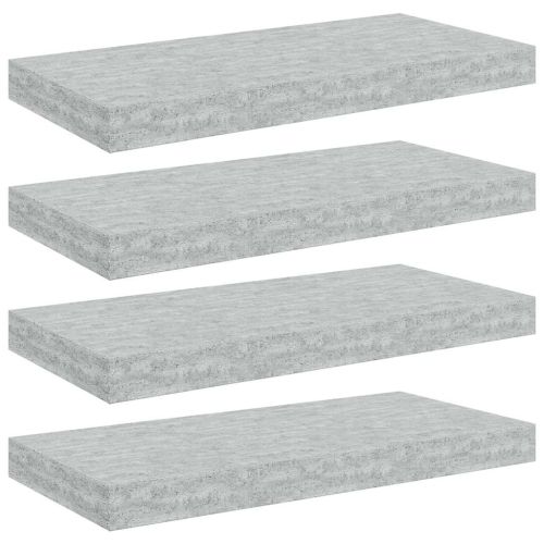 Окачени стенни рафтове, 4 бр, бетонно сиви, 50x23x3,8 см, МДФ