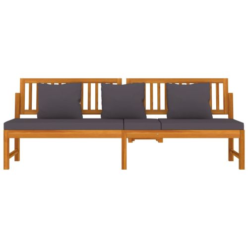 Дневно легло със сиви възглавници 200x60x75 см масивна акация