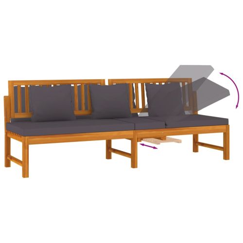 Дневно легло със сиви възглавници 200x60x75 см масивна акация