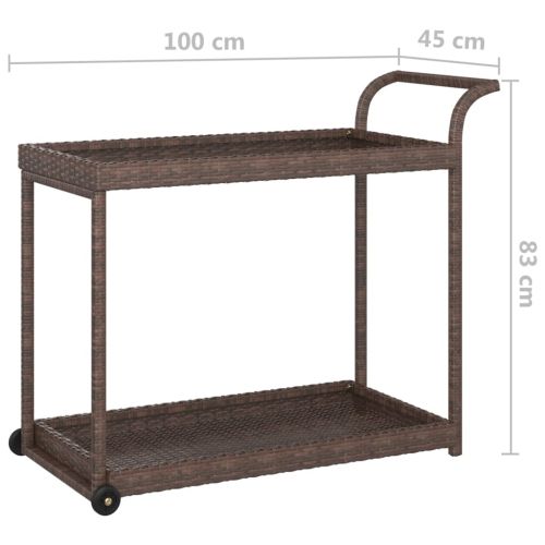 Бар количка, кафява, 100x45x83 см, полиратан