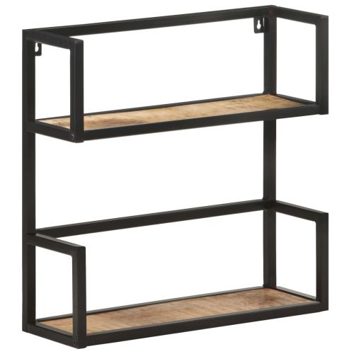 Рафт за стена, 60x20x60 см, грубо мангово дърво